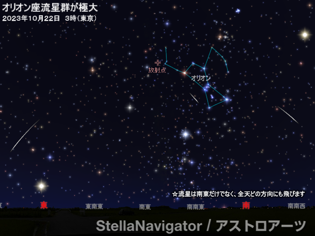 オリオン座流星群（１０月２２日未明）観察報告「観察した軌跡を残した 